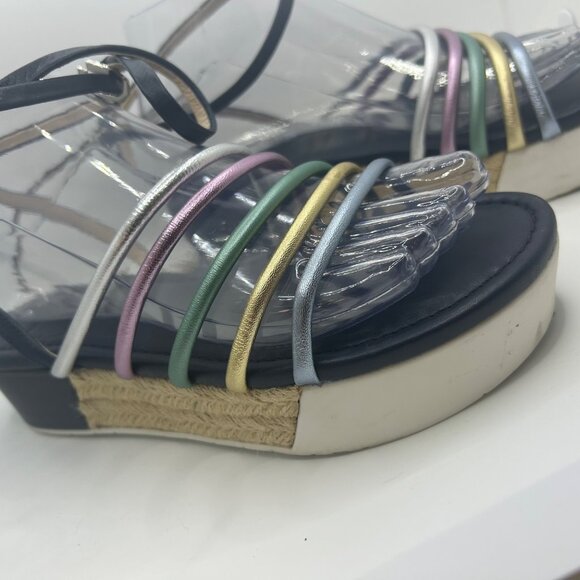 Louise Et Cie Colorful Strappy Clear Wedge Sandals With Ankle Strap 8.5 - Picture 2 of 10